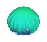 Teal Blue Shower Cap For Women, Reusable Shower Cap, Waterproof Bath Cap For Women Long Hair
