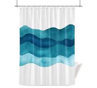 Teal Blue Shower Curtain for Bathroom, Gradient Ocean Wave Abstract Watercolor Modern Art Waterproof Cloth Fabric Bathroom Accessories Set with 12 Rust Proof Plastic Hooks, 72” x 84”