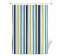 Teal Blue Shower Curtain for Bathroom, Yellow Stripes Texture Waterproof Cloth Fabric Bathroom Accessories Set with 12 Rust Proof Plastic Hooks, 72” x 84”