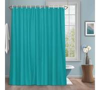 Teal Blue Shower Curtain with 12 Hooks Solid Color Waterproof Fabric Shower Curtains Sets for Bathroom Bath Decorations, Machine Washable, 66"x72"