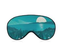 Teal Blue Sleep Mask for Women Men, Soft Eye Mask with Adjustable Strap for Sleeping, Light Blocking Travel Blindfold for Nap Comfortable Eye Cover for Home Office