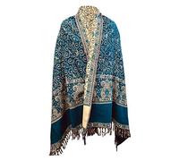 TEAL BLUE SOFT WARM WOOLEN WINTER SCARF HANDMADE LUXURIOUS SCARF SHAWL WRAP DECORATION BLANKET OVERSIZED REVERS ABLE WINTER SCARF PURE YAK WOOL SCARF SHAWL