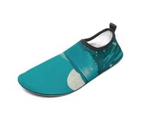 Teal Blue Water Shoes for Men Women, Lightweight Stretch Swim Shoes with Anti-Slip Rubber Sole, Quick-Dry Aqua Socks for Pool, Beach, Surfing, Style, 8 Women/8 Men