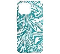 Teal Blue White Abstract Swirl Art Pattern Modern Design Case for iPhone 16 Pro Max