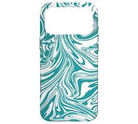 Teal Blue White Abstract Swirl Art Pattern Modern Design Case for iPhone 17 Pro Max