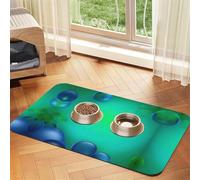 Teal Blueprint Pet Absorbent Leather Tablecloth,Wipe Clean Quick Dry,Food Mat For Small Animals