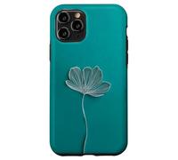 Teal Botanical Line Flower Art Minimal Modern Aesthetic Case for iPhone 11 Pro