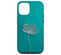Teal Botanical Line Flower Art Minimal Modern Aesthetic Case for iPhone 12/12 Pro