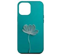 Teal Botanical Line Flower Art Minimal Modern Aesthetic Case for iPhone 12 Pro Max