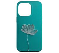Teal Botanical Line Flower Art Minimal Modern Aesthetic Case for iPhone 13 Pro
