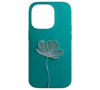 Teal Botanical Line Flower Art Minimal Modern Aesthetic Case for iPhone 14 Pro