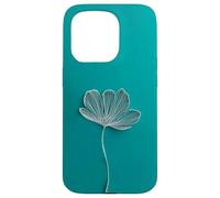 Teal Botanical Line Flower Art Minimal Modern Aesthetic Case for iPhone 15 Pro