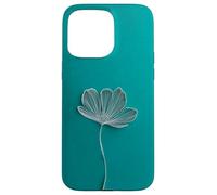 Teal Botanical Line Flower Art Minimal Modern Aesthetic Case for iPhone 15 Pro Max