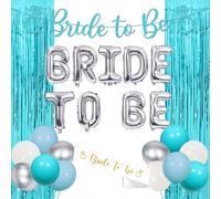 Teal Bridal Shower Decorations Bachelorette Party Blue Silver Bride to Be Banner and Foil Balloon Foil Curtain I'do Diamond Ring and Champagne, Bride to Be Sash for Hen Party Wedding Engagement