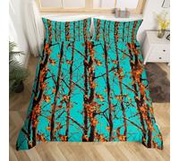 (Teal Brown, Single(No Comforter)) Homewish Hunting Bear Deer Comforter Cover Army Green Camo American Flag Bedding Set Double For Kids Boys Teen Men,Woodland Hunting Theme Duvet Cover