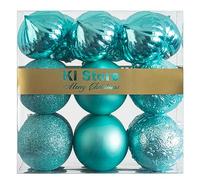 Teal Christmas Baubles Christmas Tree Decoration Ornaments 18pcs Shatterproof Balls for Xmas Hanging Decorations Festival Holiday Décor