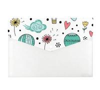 Teal Clouds and Hearts A4 Folder, File Folders A4, File Organiser Folder, School Stuff Clear Plastic Wallets, with Plastic Sleeves with Snap Button, Pockets for School Office Home Travel