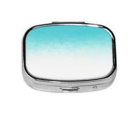 Teal Color Block Ombre Pattern Pill Case Pill Box Travel Pill Organizer Small Square Medicine Box for Purse & Pocket Gifts