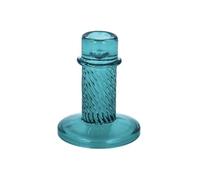Teal Coloured Glass Candlestick, Turquoise Glass Vintage Style Twist Dinner Candle Holder, Small Round Taper Candlestick Holder, Blue Candle Dish