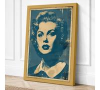 Teal Contemplation Vintage Canvas Wall Art Print 24x16 Inch | Ready to Hang, Gallery Wrapped, Fade-Resistant Inks, Securely Packaged, UK Made