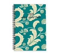 Teal Cream Floral 2026 Journal A5 To Do List Notebook Personal Organiser 2026 Diary Women Planner Journal for University Student Week To View Monthly Year Diary Planner with Dotted Line Note Page Slim