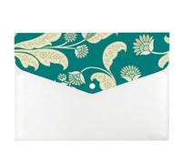 Teal Cream Floral Folders for Paperwork A4, Expanding File Folders A4, Folder with Plastic Sleeves, School Stuff Clear Plastic Wallet, Files with Snap Button, Pockets for School Office Home Travel