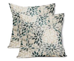 Teal Dahlia Throw Pillow Covers 16x16 Inch Rustic Geometric Flower Decorative Square Pillow Cases Beige Tan Gray Floral Cushion Covers Farmhouse Home Decor For Sofa Bedroom Couch Outdoor Set of 2