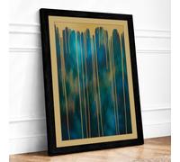 Teal Descent Modern Framed Wall Art Print A4 (29.7×21cm) Black, Wall Decor for Living Room, Bedroom, Office & Home, Ready to Hang, Art Gift