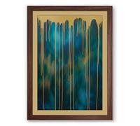 Teal Descent Modern Framed Wall Art Print A4 (29.7×21cm) Walnut, Wall Decor for Living Room, Bedroom, Office & Home, Ready to Hang, Art Gift