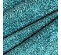 Teal Designer Luxury Soft Plain Solid Heavy Weight Upholstery Curtain Cushion Chenille Velvet Fabric FIRE Retardant Shimmering Look Sofa Furniture Material Sold by The METRE