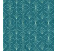 TEAL DUCK EGG GREEN WALLAPPER - GEOMETRIC FLORAL DAMASK GLITTER METALLIC