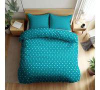 Teal Duvet Cover Set Single, Soft Bedding with Matching Pillowcases, Simple White Polka Dot Ripples Hotel Quality Quilt Cover, Durable & Breathable Bed Linen, No Comforter Included