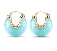 Teal Earrings for Women Gold Tone Acrylic Hoop Earrings in Sculptural Drop and Large Round Styles Colorful Statement Jewelry for Beach Vacation Resort Wear and Summer Outfits, M, Acrylic, No Gemstone