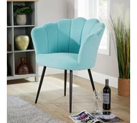 Boucle Fabric Scallop Shell Chair Wing Back Armchair Sofa Gold Legs Home Source Teal One Size