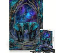 Teal Elephants Under Cosmic Archway 1000 Piece Jigsaws for Teenagers Puzzle Strong Logic Toy Relaxed Mind Clear Edge Bday Surprise (38x26cm)