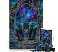 Teal Elephants Under Cosmic Archway Puzzles for Adults 1000 Pieces Brain Challenge Toy Calm Mind Clear Cut Art Collection Piece (50x75cm)