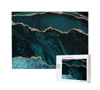 Teal Emerald Marble L And Scapes,500 Pieces Wooden Jigsaw Family Game Jigsaw Puzzles for Adults Teens Home Decor
