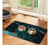 Teal Emerald Marble L And Scapes,Waterproof Pet Feeding Mat,PU Leather Placemats for Cat Dog Water Bowl,Food Mats,40x60cm