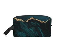 Teal Emerald Marble L and ScapesLarge Capacity Cosmetic Organizer，Travel Makeup Bag for Women