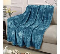 (Teal Fleece, Super King) Faux Fur Fleece Blanket Large Sofa Bed Warm Throw