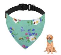 Teal Floral Bee Ladybug Dog Bandana With Adjustable Strap D Ring Dog Scarf Pet Bibs Triangle Cat Scarves Accessories Puppy Dogs Cats Decor Machine Washable