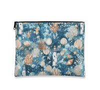 Teal Floral Makeup Bag, Elegant Botanical Print Cosmetic Pouch for Women, Portable Travel Toiletry Organizer, Spring Holiday Gift, Teal, 7x9 Inch, Floral