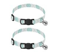 Teal Floral Mandalas White Easy to Clean Puppy Collar 2 Pack Cat Neck Collar