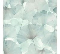 Teal Floral Wallpaper Textured Shimmer Ginko Leaves Vinyl Feature Wall Lounge