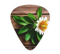 Teal Flower On Plank Exceptional Guitar Pick â€“ Single-Side Full-Print, Abs Material Plectrum â€“ Diverse Thickness For Varied Music Experience â€“ Ideal For Guitars And Ukuleles,Guitar Pick,