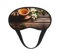 Teal Flower on Wooden Plank Print Blackout Sleep Mask - Side Sleeper Eye Cover, Soft Comfort, Perfect for Travel, Meditation