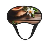 Teal Flower on Wooden Plank Print Sleep Mask for Side Sleepers Cup-Shaped Blackout Eye Mask Shades Cover for Men and Women