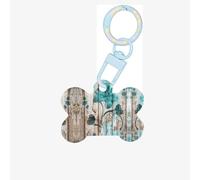 Teal Flower On Wooden Plank Printing Dog Tag Bone Shaped Double Sided Pattern Dog Id Tags Bone Shaped Pet Name Tags Dog Collar Tags