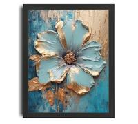Teal Flower Wall Art Turquoise Gold Artwork For The Bedroom Floral Lounge Art Poster A2 - Wall Art Home Decor Movie Poster Canvas Film Cinema Retro Vintage Cult Classic Nostargic Saga Modern reprint