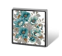 Teal Flowers with Leopard Print Pattern Unisex Brooches & Pins Square Lightweight Lapel Badge Jewelry for Clothing Shawl Hat